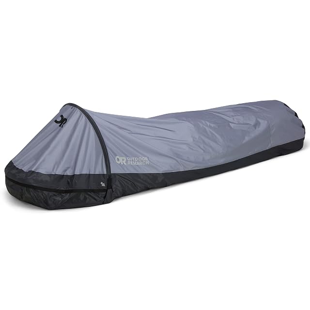 Outdoor Research Helium Bivy in slate, a lightweight nylon bivy bag