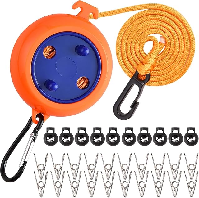 Jewan retractable clothesline with an ABS body, hooks and windbreak clips