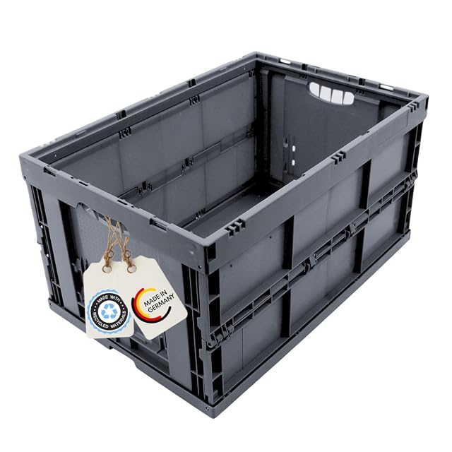 DieKlappbox grey Euro-format folding crate with smooth interior walls