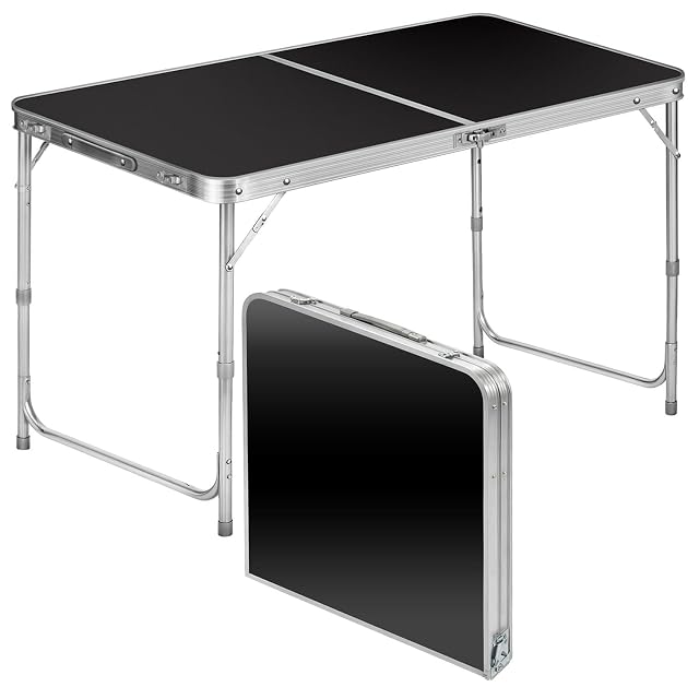 GOODS+GADGETS white aluminium folding multi-purpose table with a carry handle
