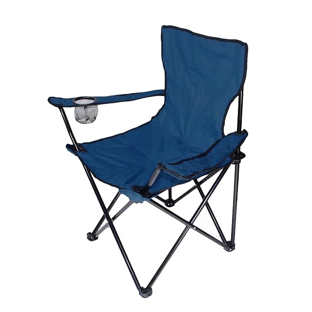 BEEK beige folding camping chair with an armrest drink holder and a carry case