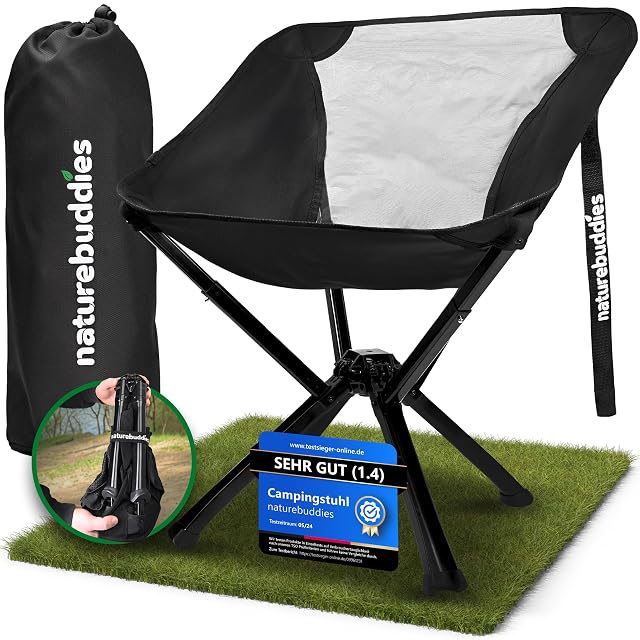 naturebuddies packable camping chair with an aluminium frame and a breathable mesh back