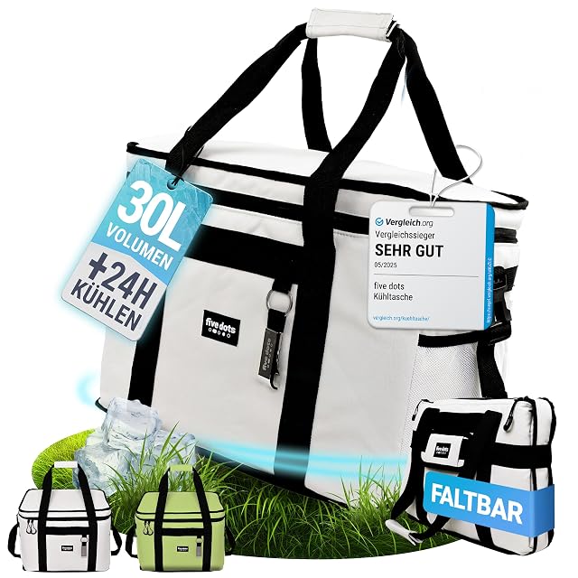 five dots grey folding insulated cool bag