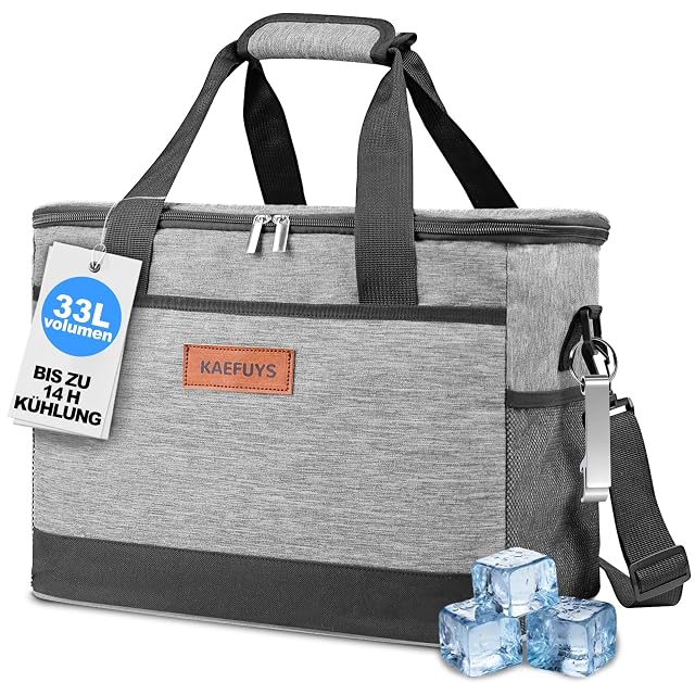 KAEFUYS 33 litre folding insulated cool bag with a shoulder strap