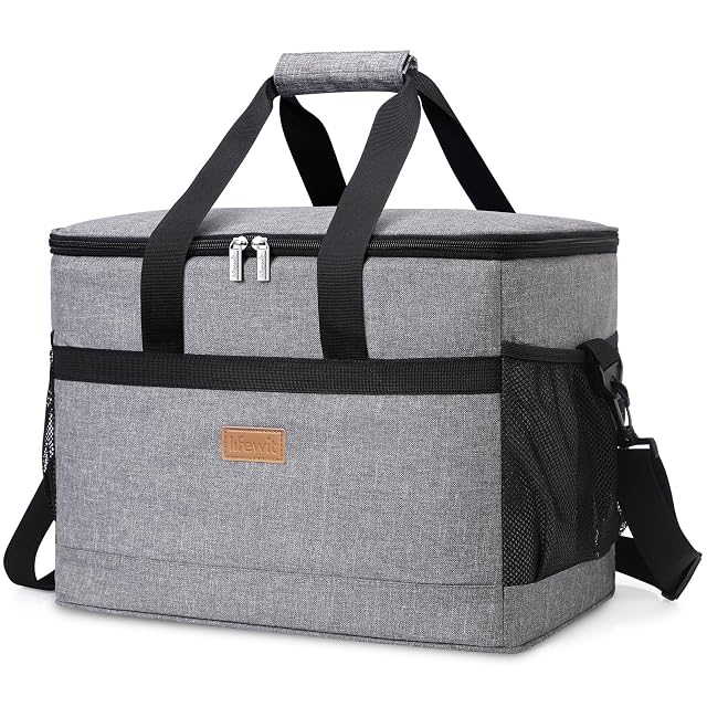 Lifewit 30 litre grey folding cool bag with a shoulder strap
