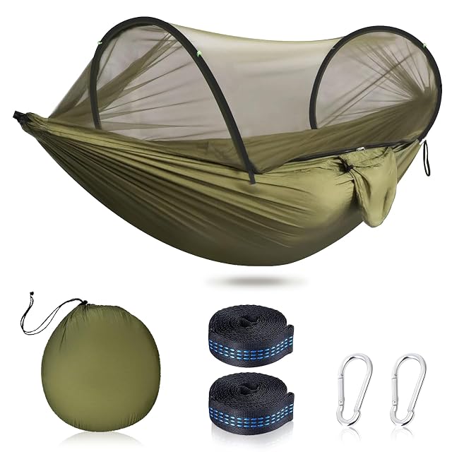 XUNIVERS parachute nylon camping hammock with an integrated mosquito net