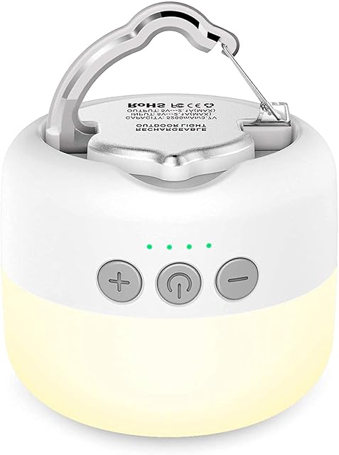 YFW rechargeable LED camping lantern with magnets, a hook and a USB power bank output