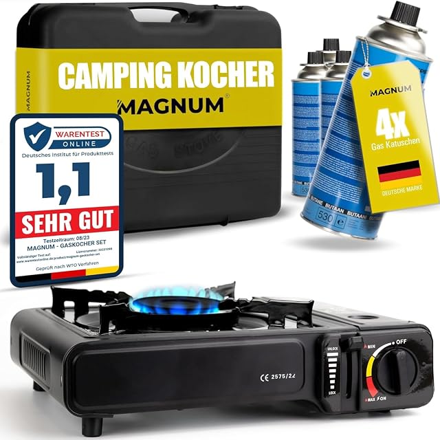 Magnum single-burner camping gas stove with butane cartridges