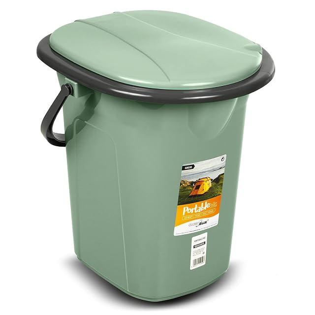Green Blue GB320 portable bucket camping toilet with a hinged lid and seat