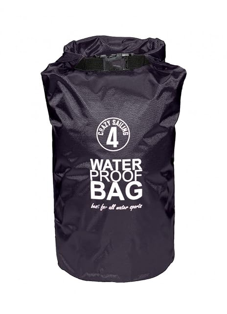 crazy4sailing C4S black ripstop dry bag with its roll-top closed