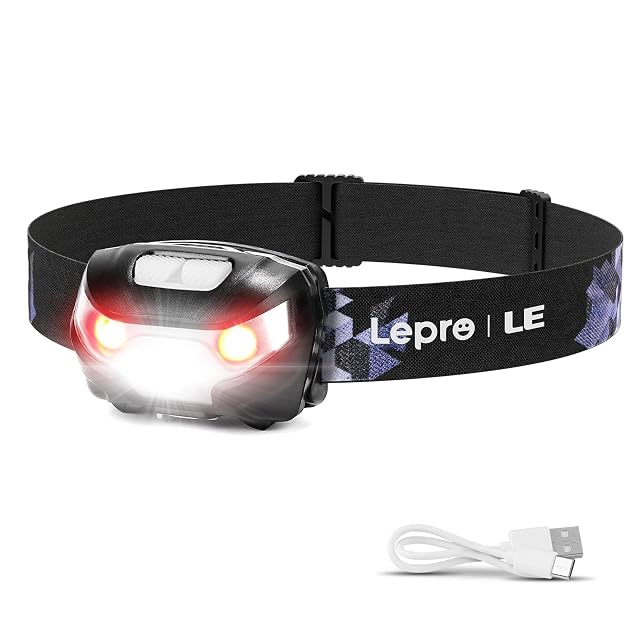 Lepro USB-C rechargeable LED headlamp with a red light mode