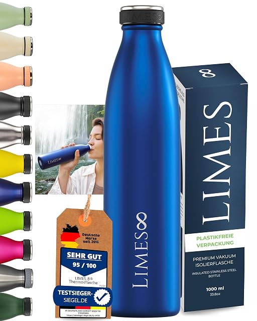 Limes 8 one litre stainless steel vacuum flask