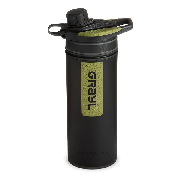 GRAYL GeoPress 710 ml press water bottle in black camouflage finish