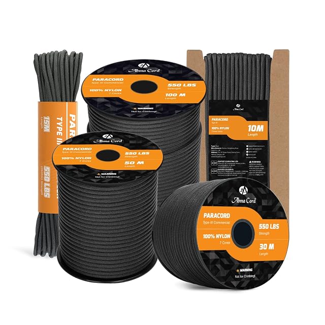 Abma Cord type III 550 paracord on a card sleeve, 4 mm diameter