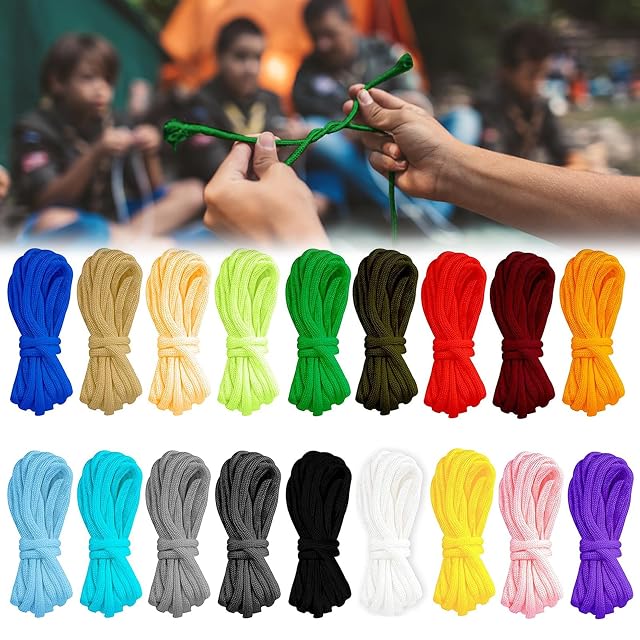 ANZOAT paracord set of eighteen coloured three-metre reels