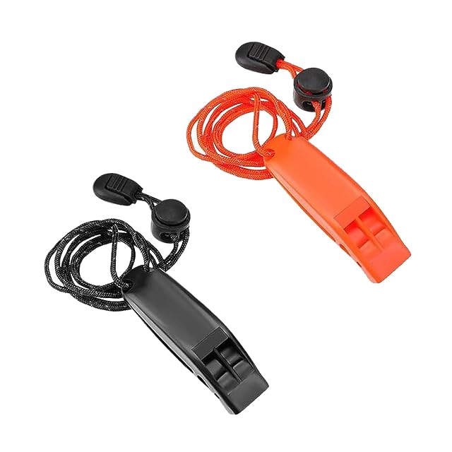 NIYATA signal whistles in orange and black with adjustable reflective cords