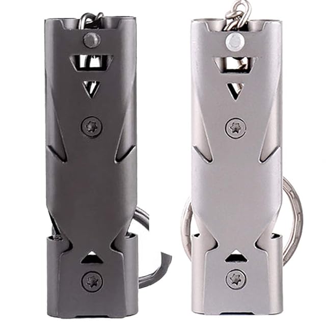 WANYIG stainless steel signal whistle with a key ring attached