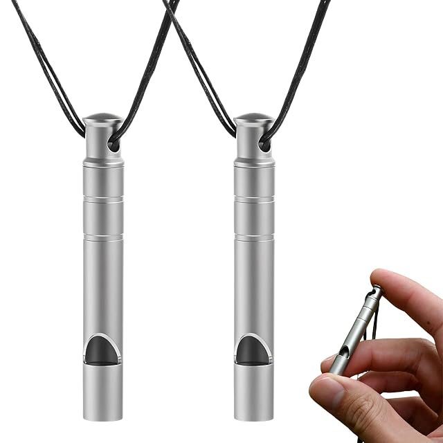 YingMengZhiGe titanium signal whistle with an integrated carabiner hook