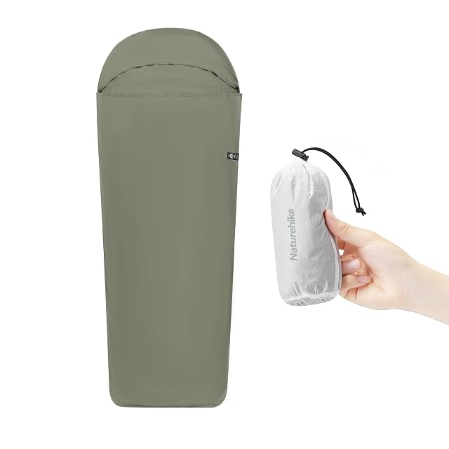 Naturehike ultralight sleeping bag liner rolled into its small stuff sack
