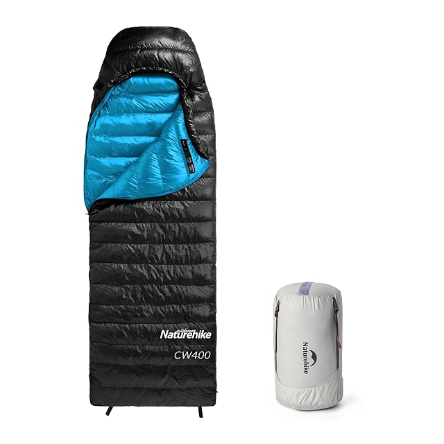 Naturehike ultralight down sleeping bag in 20D nylon with a hood and a compression sack