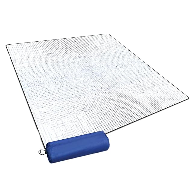 Mirenko double-sided aluminium foil foam camping mat laid flat with a storage bag