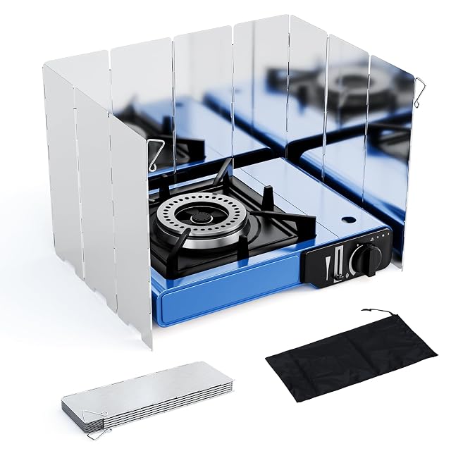 Diswoe ten-panel folding aluminium camping windshield with its carry bag