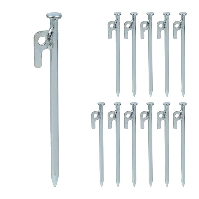 Relaxdays silver stainless steel rock pegs with hooked heads for tents and gazebos