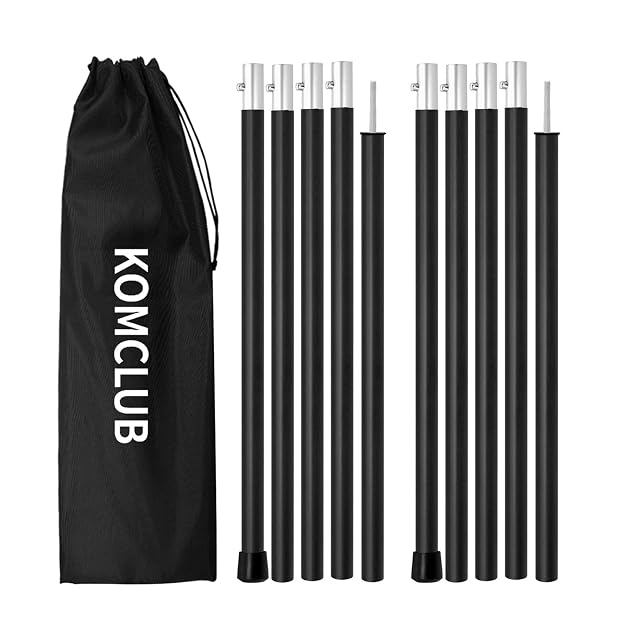 KOMCLUB aluminium telescopic tent poles with push-button joints, two sets