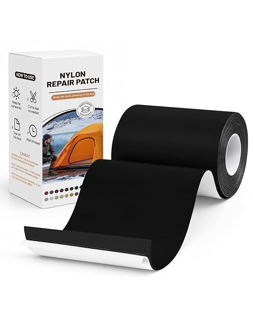 BOUYEER black self-adhesive nylon repair patch strip for tents and tarps