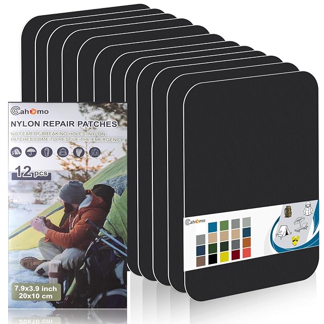 Cahomo black self-adhesive nylon repair patches for tents and sleeping bags
