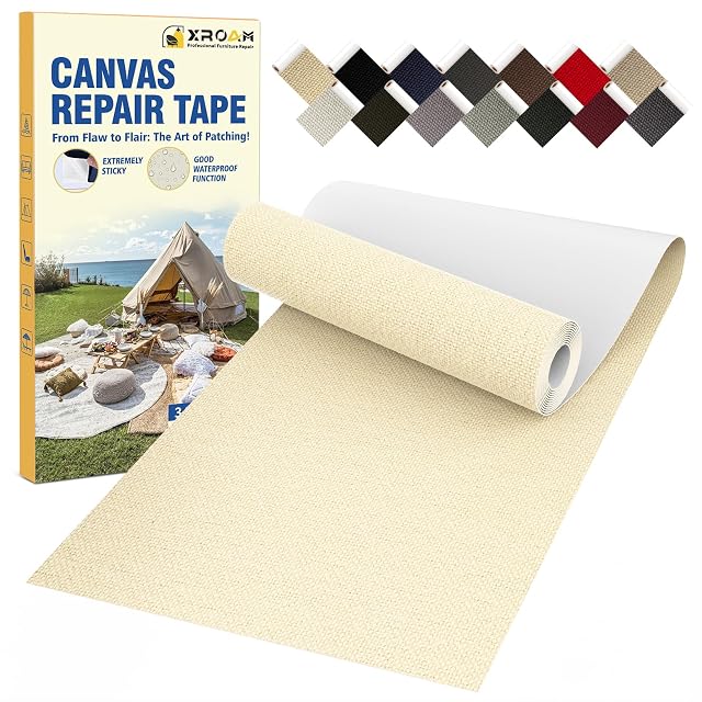 Xroam beige self-adhesive canvas repair patch strip for tents and awnings